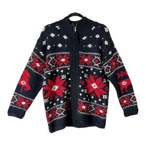Croft & Barrow Vintage Long Sleeve Hand Knitted Wool Blend Full Zip Sweater